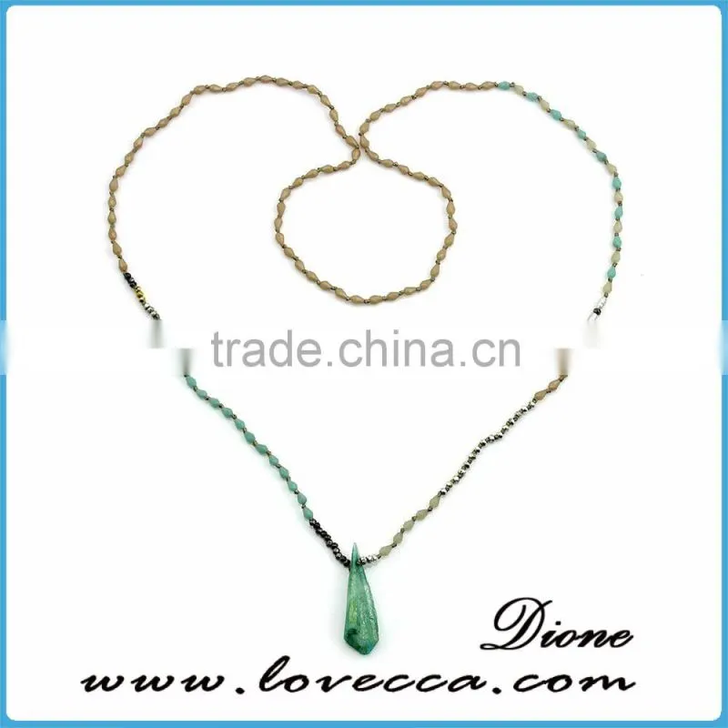 Colorful tassel necklace with wooden beads gemstone Amulet pendant jewelry