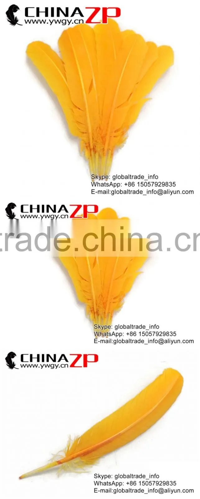 CHINAZP Crafts Factory Bulk Sale Natural Dyed Gold Solid Color Turkey Feathers for Sale