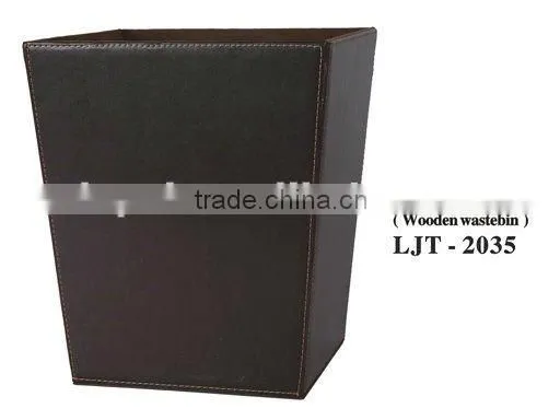 Elegant Hotel Supplies Faux Leather Covered Metal Dust Bin