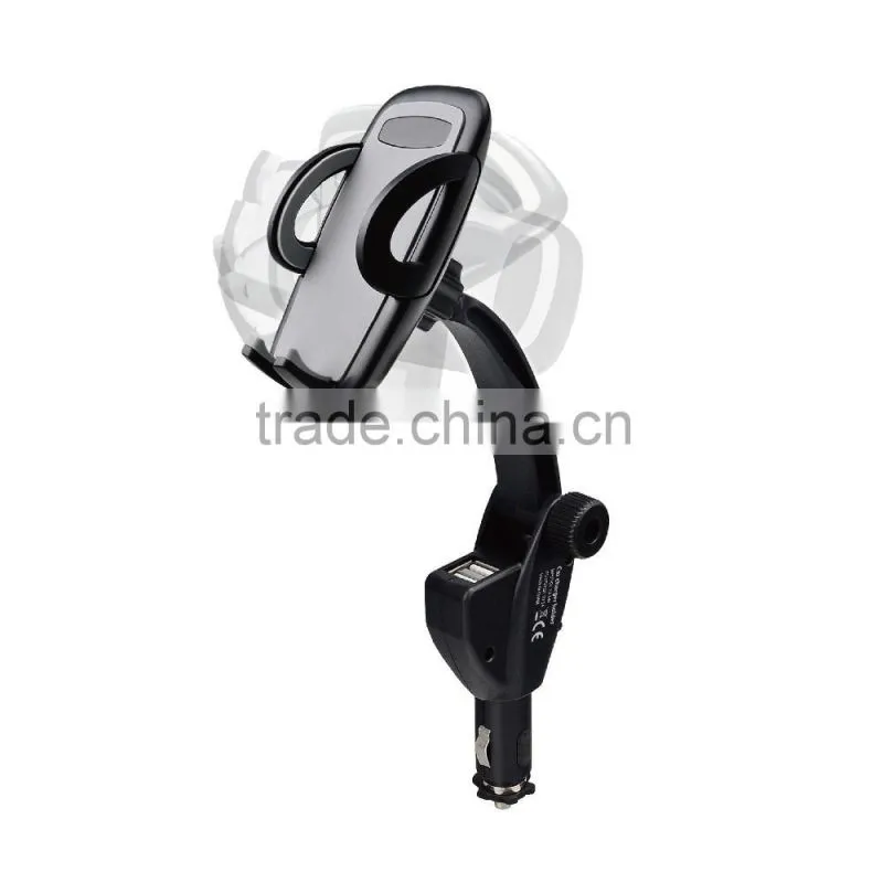 Mobile phone portable double usb port car charger dual car usb charger holder
