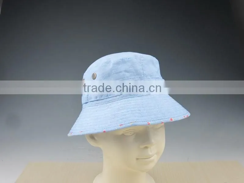 Custom Cheap Plain Kid's Bucket Hat with Woven Label