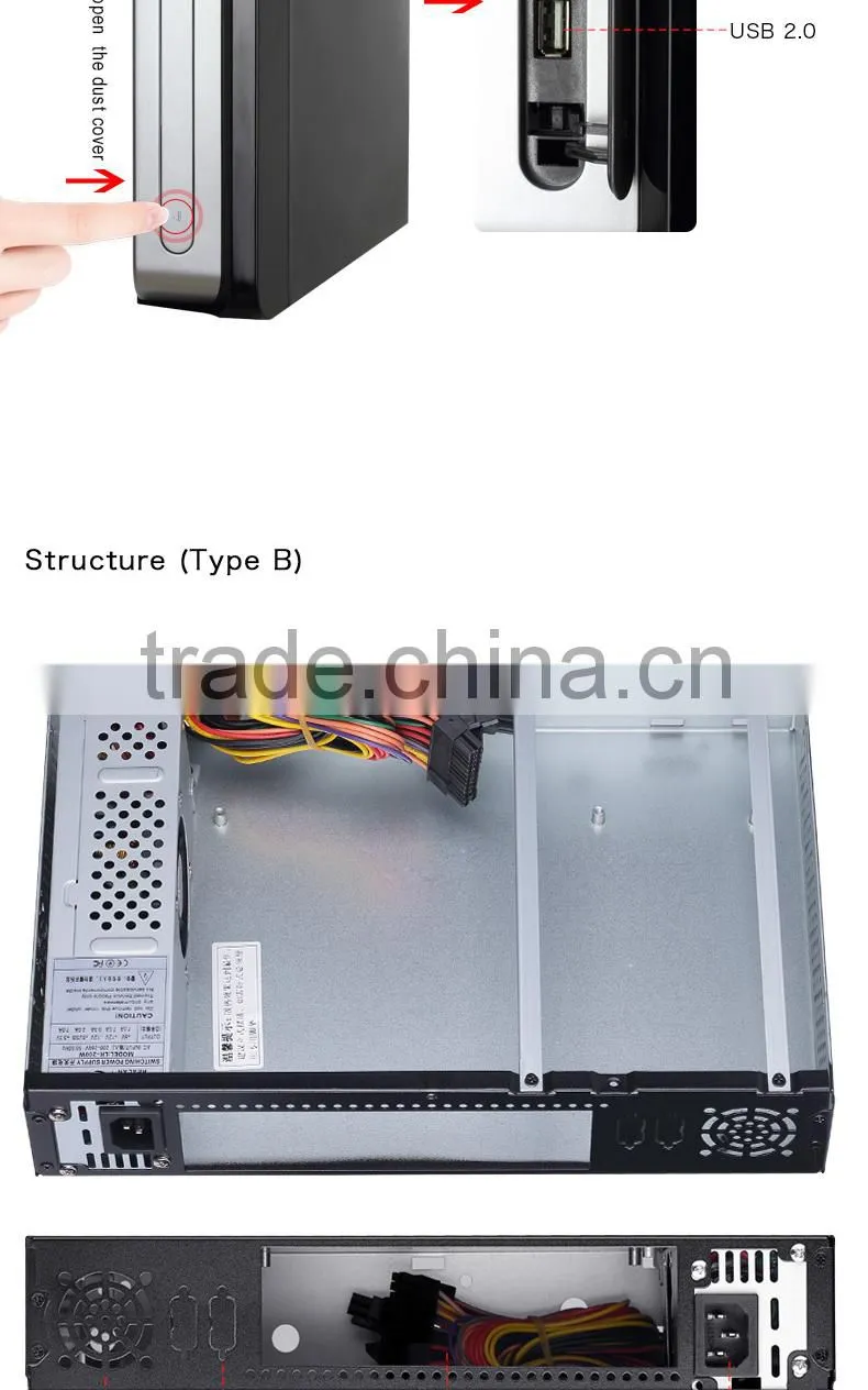Realan Vertical Horizontal Mini ITX Micro ATX PC Gaming Case T02 with Power Supply (SGCC 0.6mm, 2.5"/3.5"HDD)