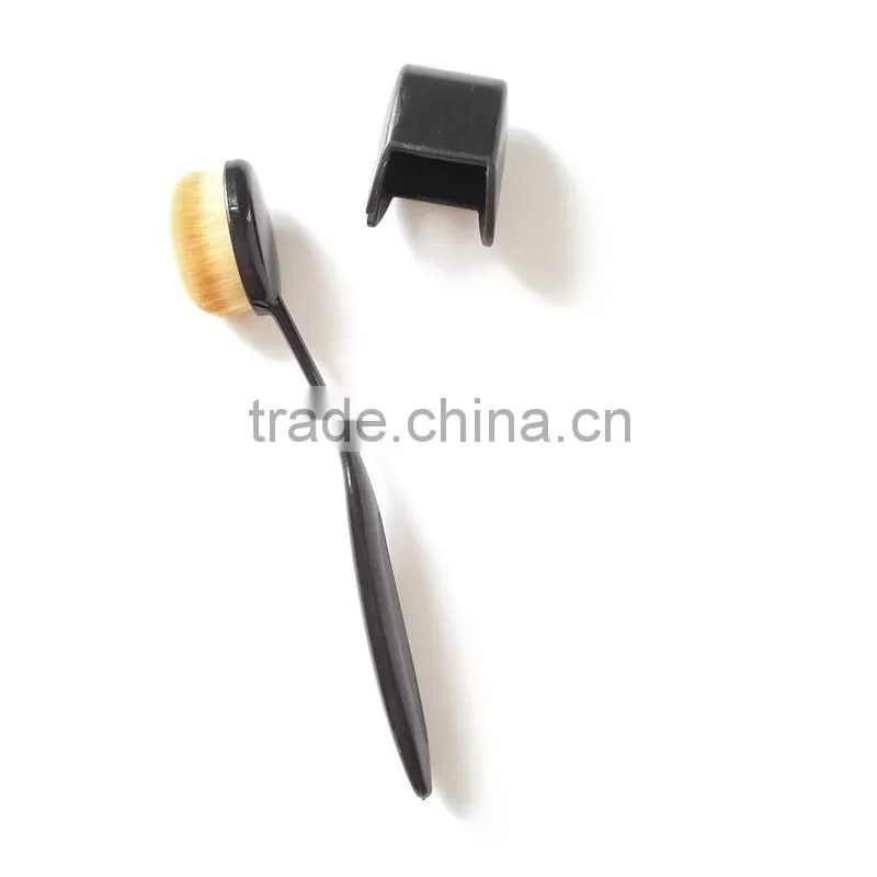 Factory price single black oval makeup brush nylon hair toothbrush makeup brush