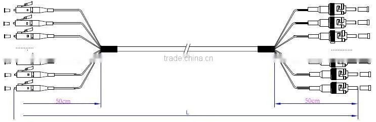 Chinase high quality 24 cores LC to ST SM fanout patch cord