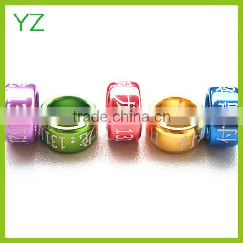 2015 Top Aluminium Colorful 10mm Pigeon bands Pet Feet Rings For Fancy Pigeon