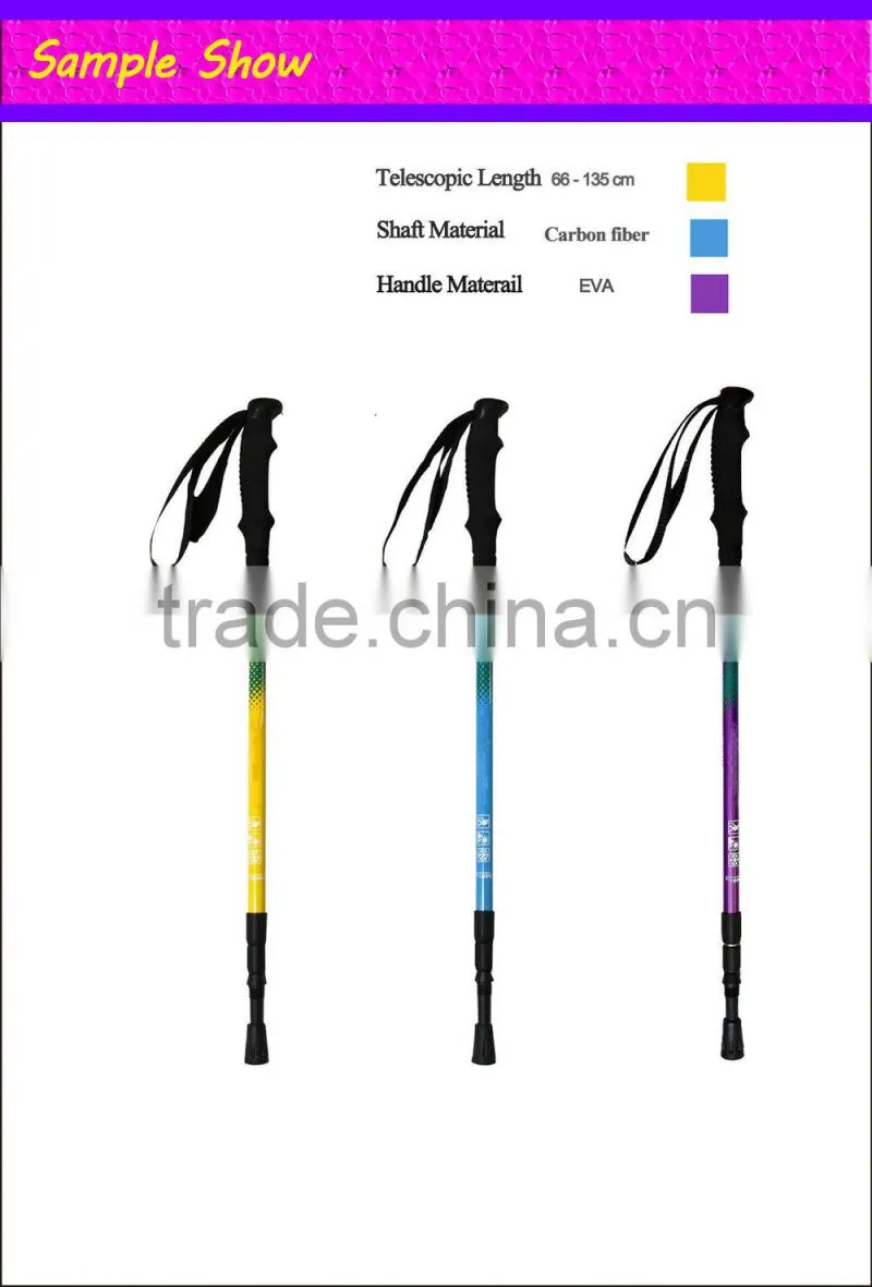 2015 Safety Retractable Outdoor OEM Carbon Fiber Hiking Pole