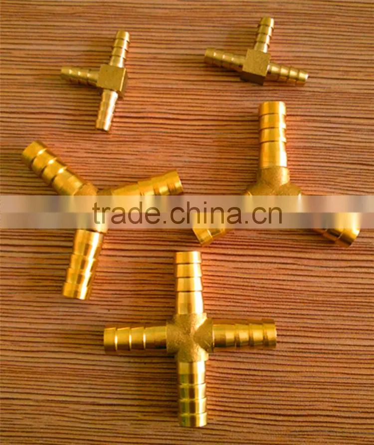 brass three-way y type hose barb fitting for water pipe