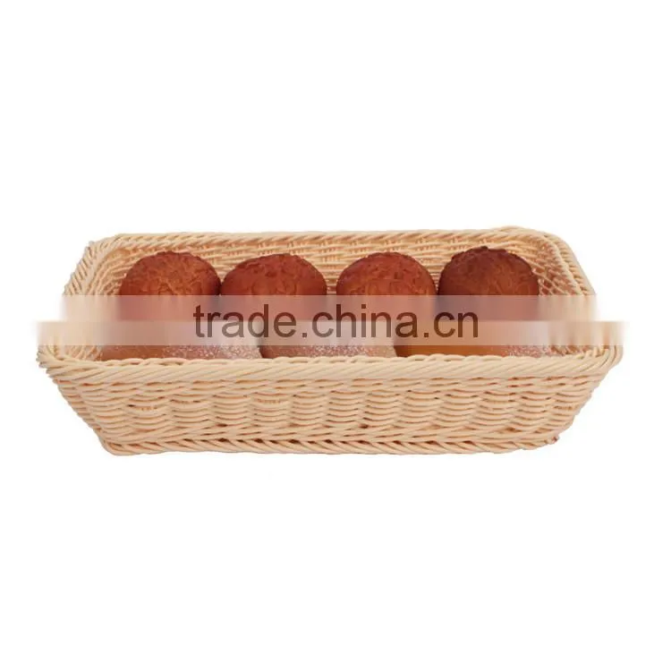 Cheap wholesale large size bread dispaly basket PE wicker hand weave bakery baskets