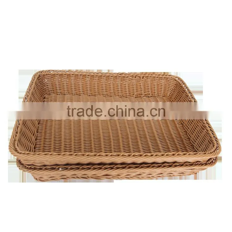 S&D wholesale brown plastic rattan wedding fruit basket decoration