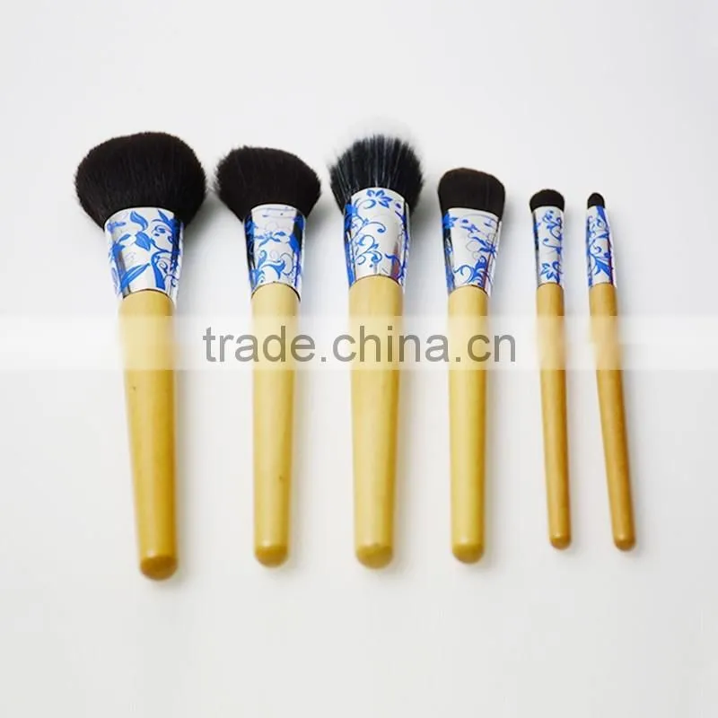 2016 customized logo makeup brushes with wooden handle