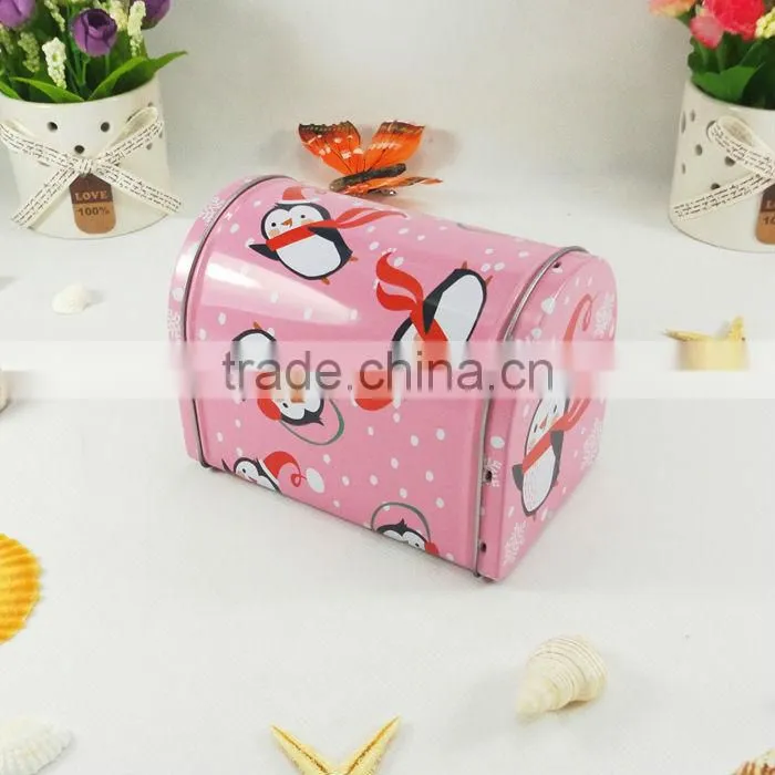 pretty snowman tin mail box