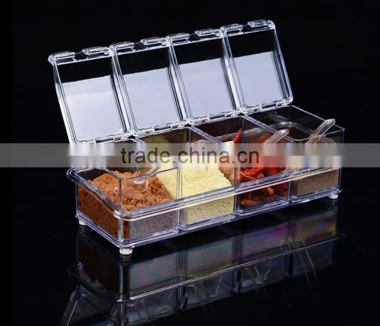 New Arrival Crystal Seal Waterproof With Spoon Condiment Seasoning box Cruet