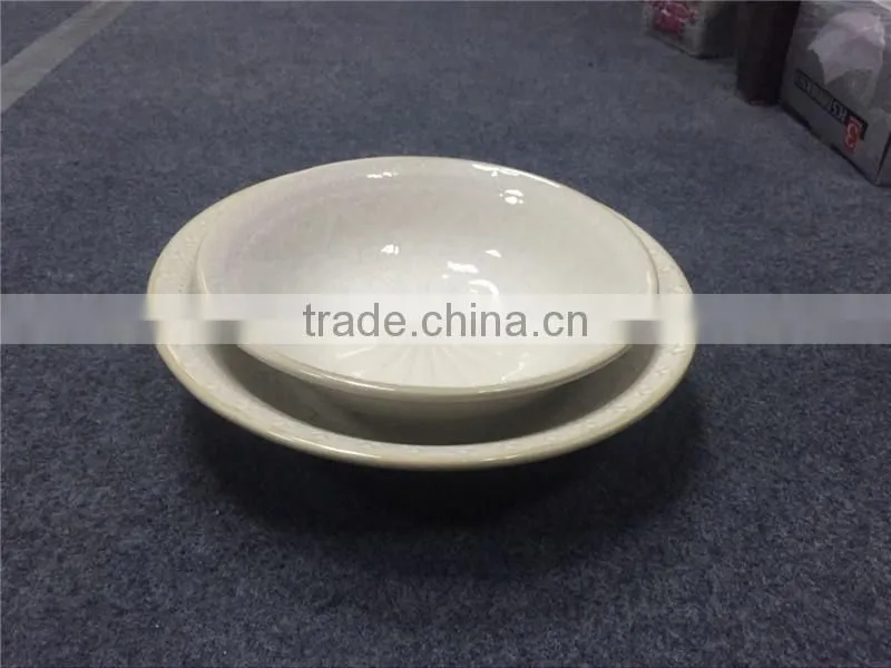 Embossment ceramic soup bowls and plates