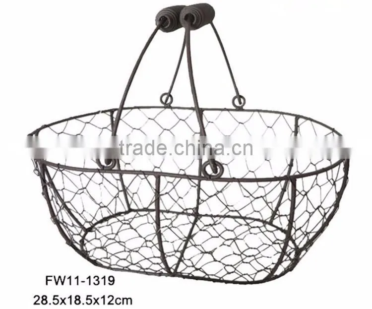 Handmade small chicken wire basket wholesale with handle