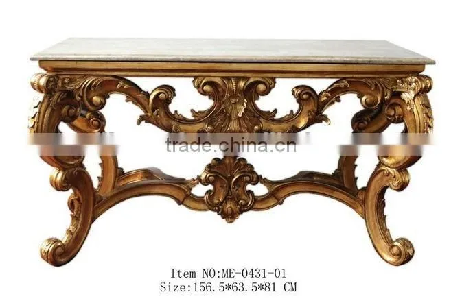 Arabic Living Room Furniture Hand-Carved Console Desk with Marble