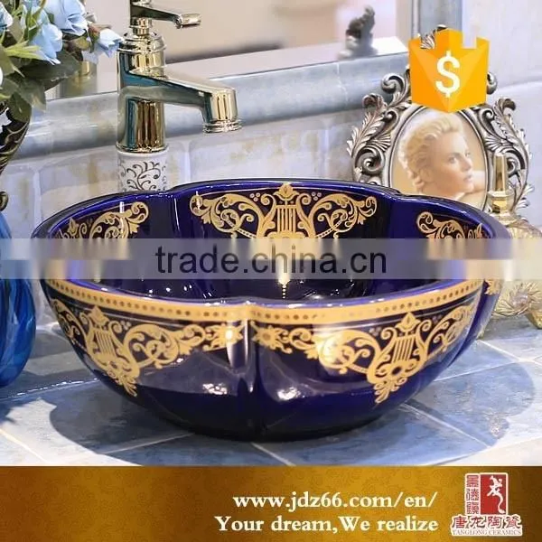 Reliable quality beautiful design on-glazed ceramic pedestal washbasin with the Chinese inscription