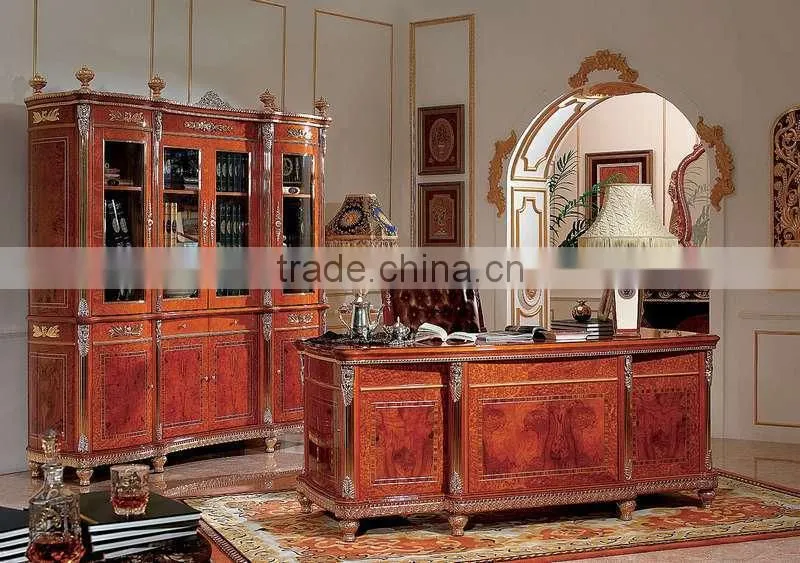 Luxury European Style Executive Office Desk;Antique,Carved Wooden Office Table set,Classical Office Furniture,Desks (BG600040)