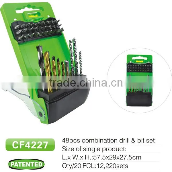 2015 New arrival CF4237 43pcs hss twist drill bit with green plastic case