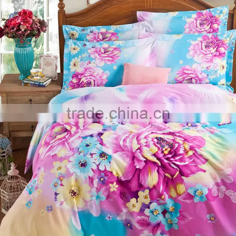 100% cotton reactive printed bedding set