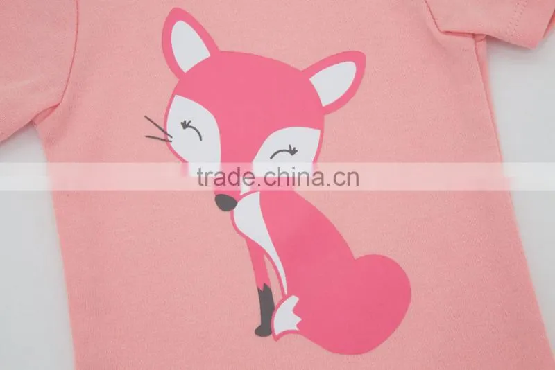 Fashion Fox Style Girl Rompers Short Sleeve 100% Cotton Newborn Baby Clothes Wholesale
