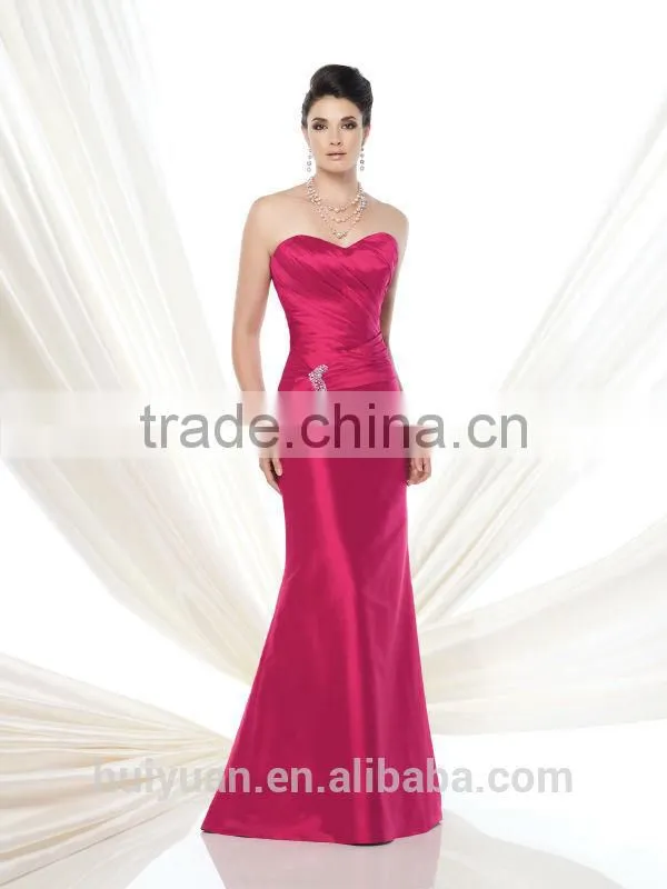 newest satin beaded sleeveless mother bridal party dress