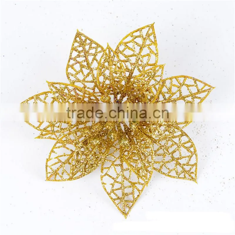 10cm artificial Christmas flowers, Christmas garlands rattan Christmas tree decorations