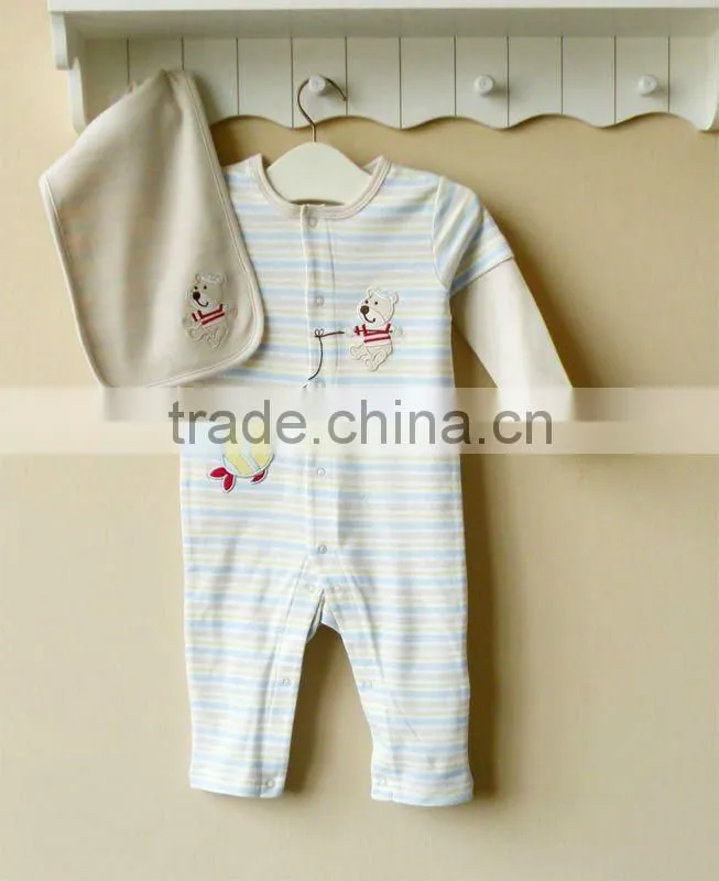 mom and bab 2012 100% cotton embroider baby handkerchief romper set