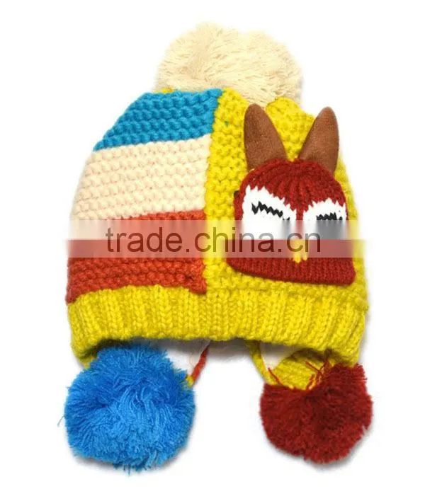 Fashion baby knitting hat winter hat with pompom