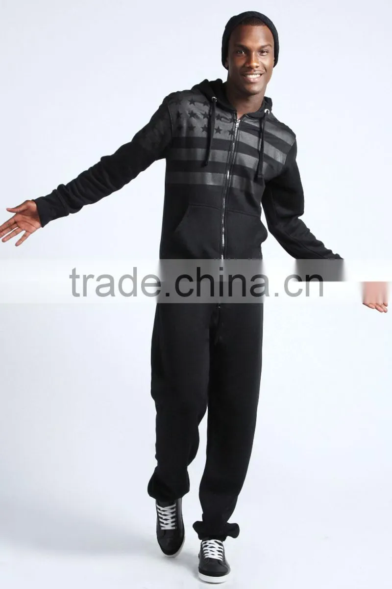American flag tonal print thermal onesie for men