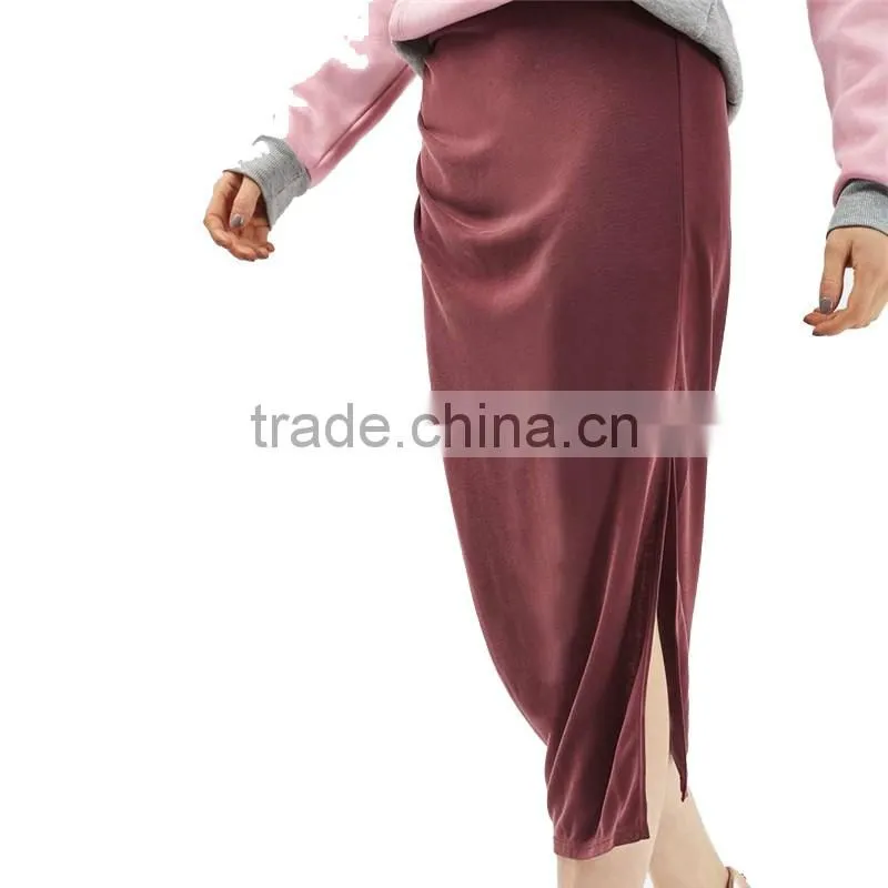 2017 OEM Spring Aubergine Calf Length Casual Loose Pencil Skirt