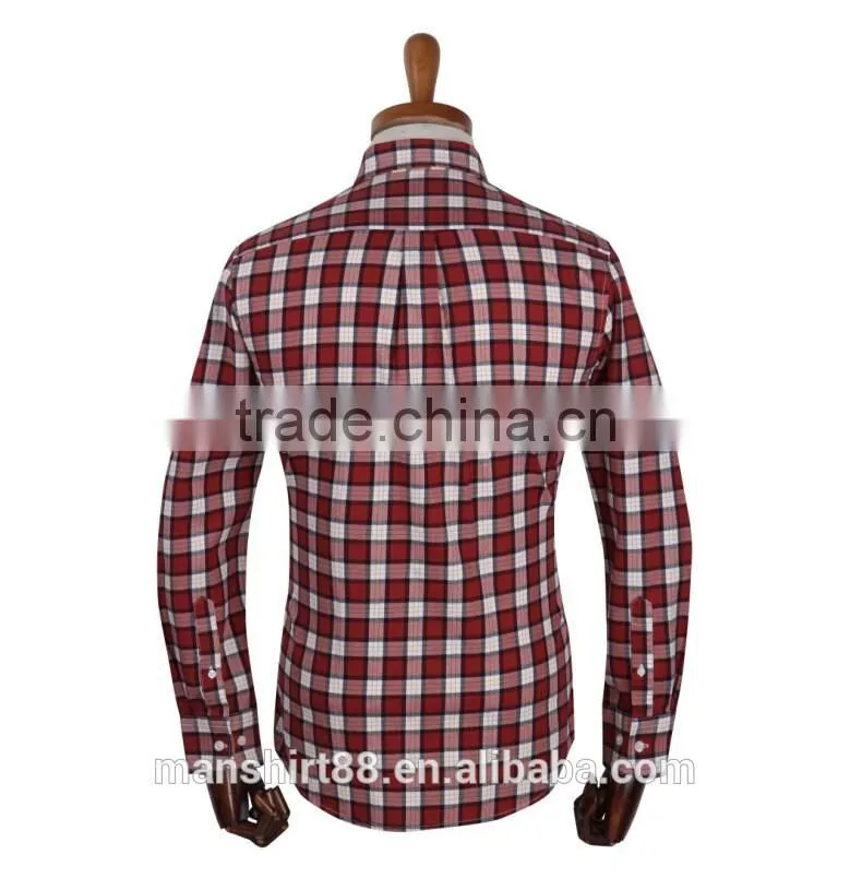 Latest red checked two chest pockets button downs shirt for men