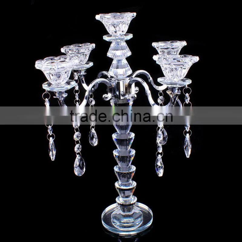 high quality 5 arms crystal centerpieces votives candle holders suitable for wedding decoration