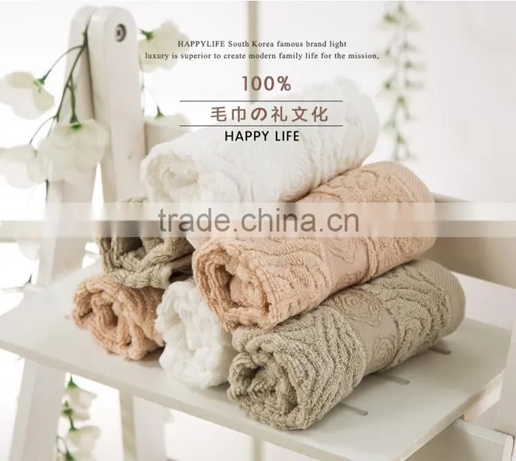 custom emboss logo hotel bath face hand towel