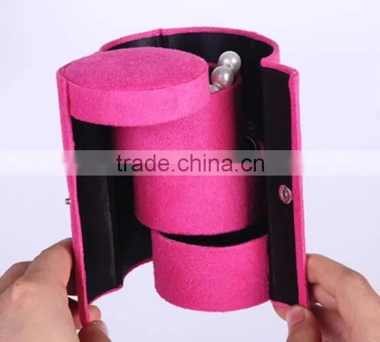 New Arrival 3 Layer Folding Jewelry Box,Velvet organizer box for jewelry