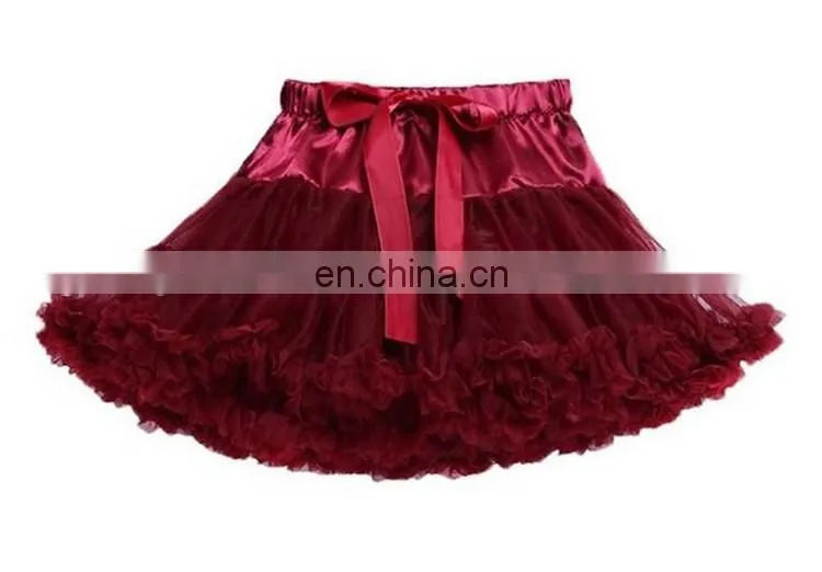 2015 New pattern fluffy tutu skirt for girls fashion wine red baby girls birthday skirt