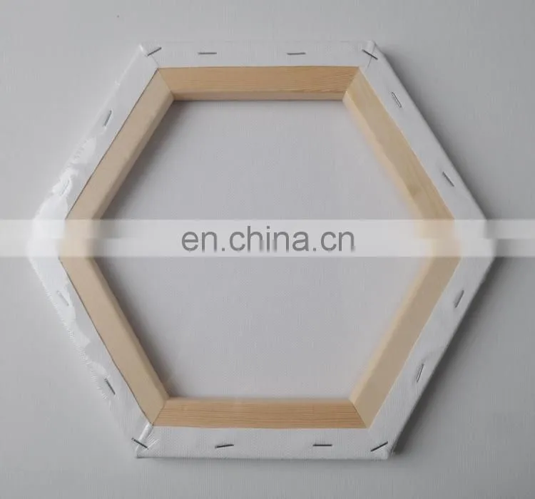 gallery wrapped blank hexagon stretched canvas