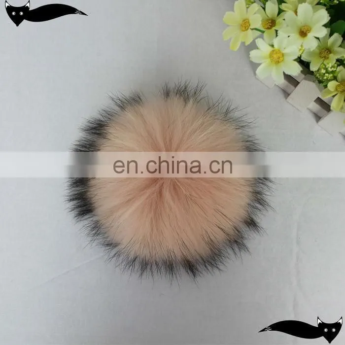 Genuine chintz rose 13cm raccoon fur pom poms