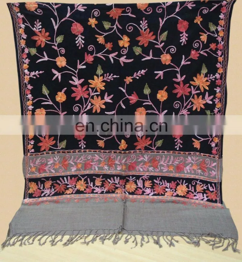 All over embroidered pure wool pashmina shawls
