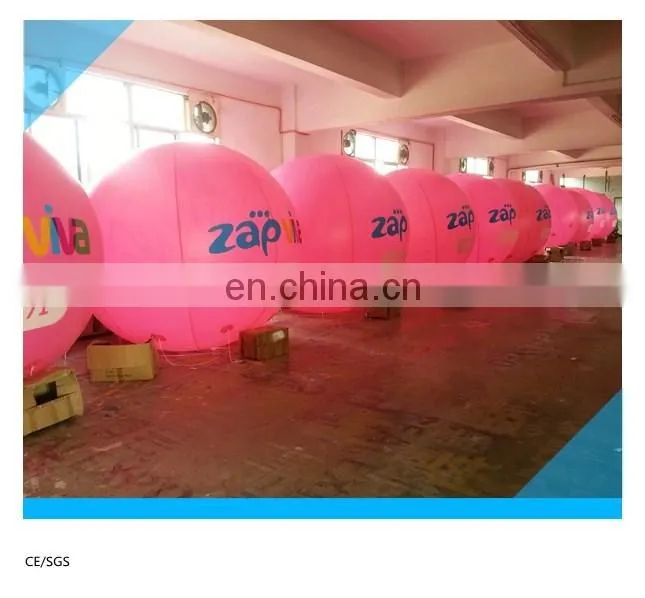 pink color round pvc balloon/ helium gas balloon with logo
