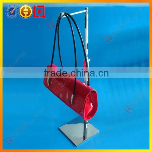 Adjustable height single arm bag stand display