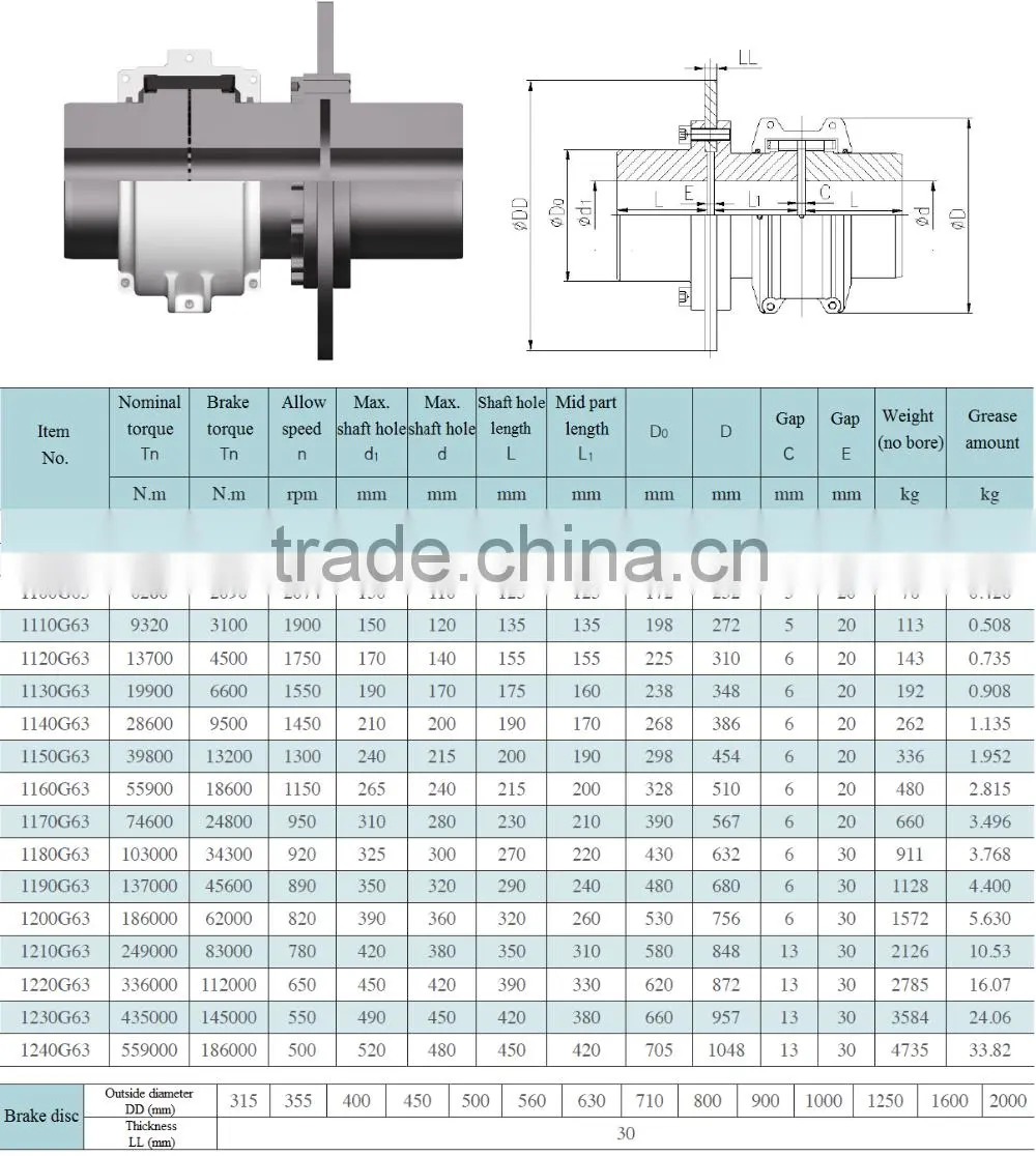 High Quality Stable Grid Coupling With Brake Disc