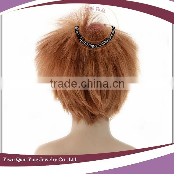 synthetic short brown cosplay short men wig