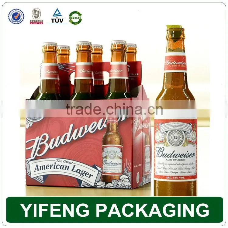 Recyclable Corrugated Cardboard Custom Printed 6 Pack Cardboard Beer Bottle Carrier
