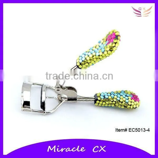 With rhinestones colored glitter handle eyelash curler