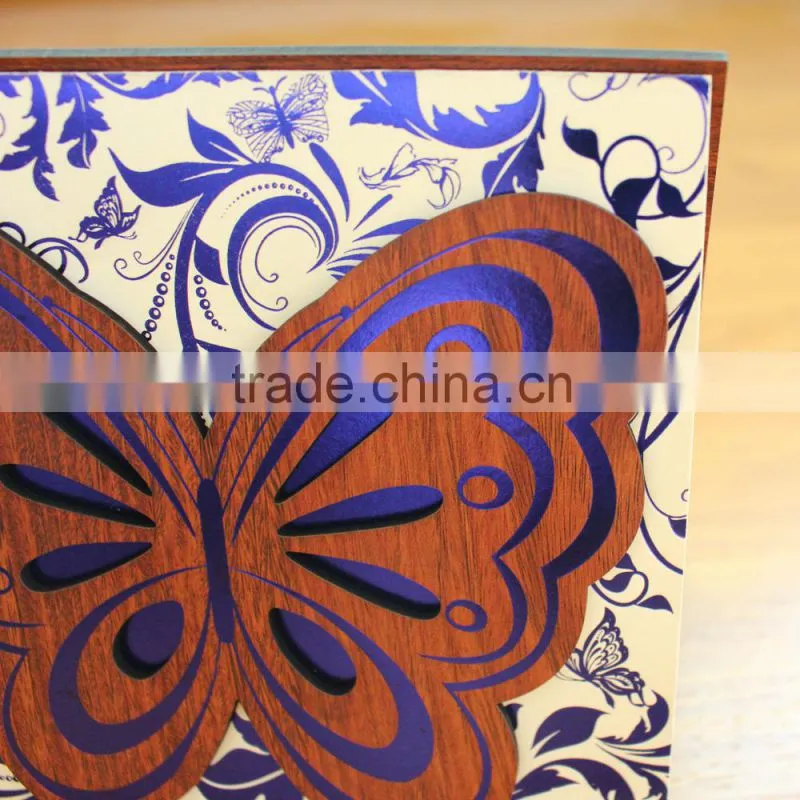 2016 New Fashion Design Customized Blue Invitation Wedding Cards