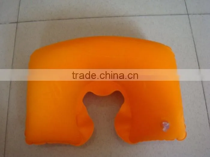 High Quality Neck Pillow,U Shape Inflatable Pillow,Custom PVC + Flocking Inflatable Travel Pillow