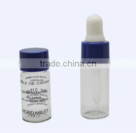 3ml transparent glass bottle with plastic dropper and cap
