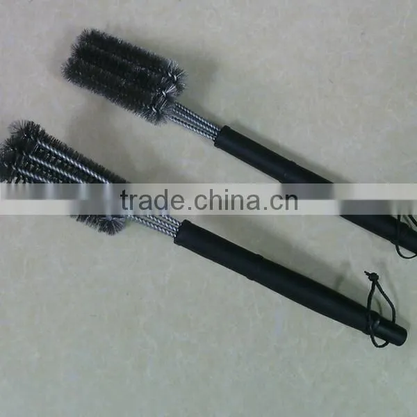 Best Selling 3 sided 18' Stainless Steel wire BBQ grill brush Barbecue Grill Brush long handle steel wire brush cheap