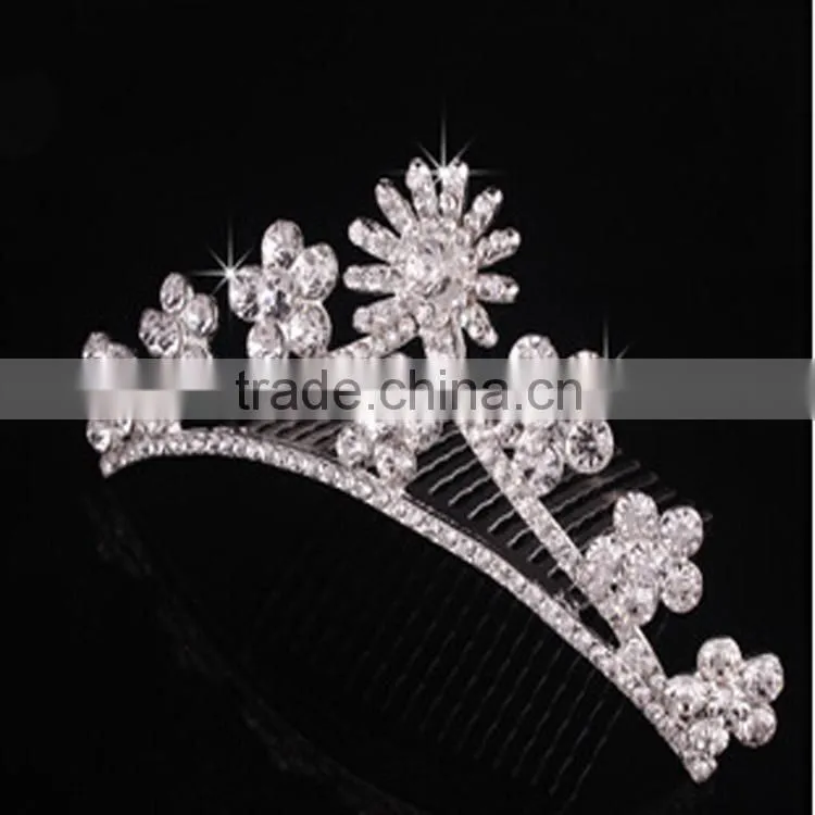 Fashion sunflower girls hair accessories jewelry beauty crown pearl crown for women