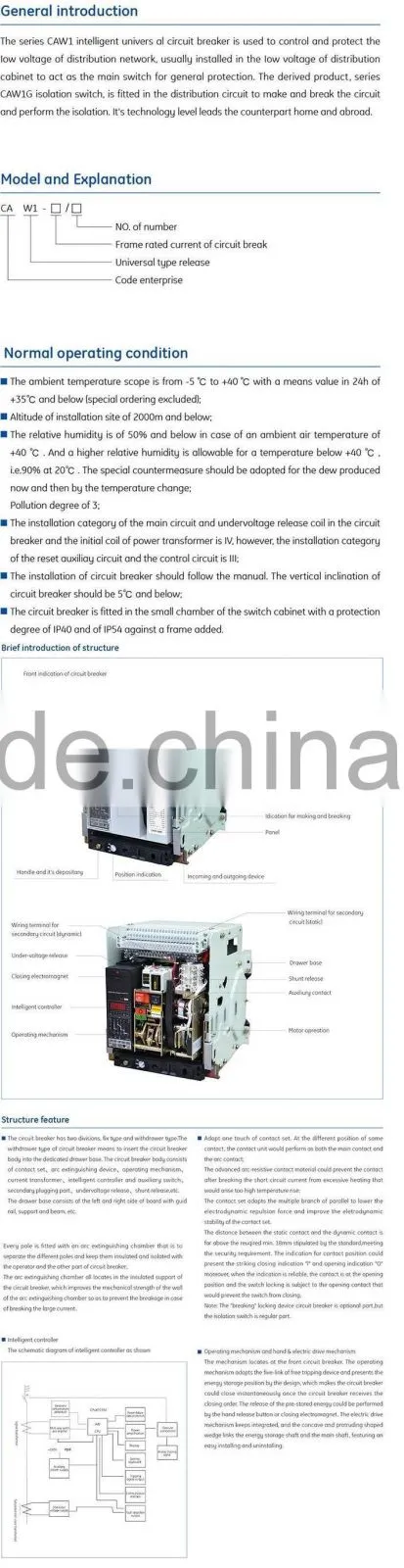 CA Series Intelligent Universal Circuit Breaker,CAW1 Series ACB